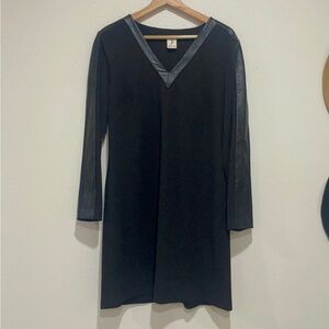 Julia Jordan Black Long Sleeve Dress with leather detailing